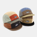 Color Block Corduroy Baseball Cap with Slogan Design