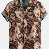 Floral Jacquard Cuban Shirt with Artistic Print