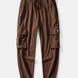 Two-Tone Corduroy Shirt with Drawstring Cargo Jogger Pants