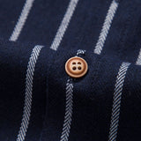 Striped Button-Up Shirt in Cotton Blend with Linen Drawstring Shorts