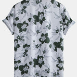 Floral Pattern Button-Up Shirt and Swim Shorts Set