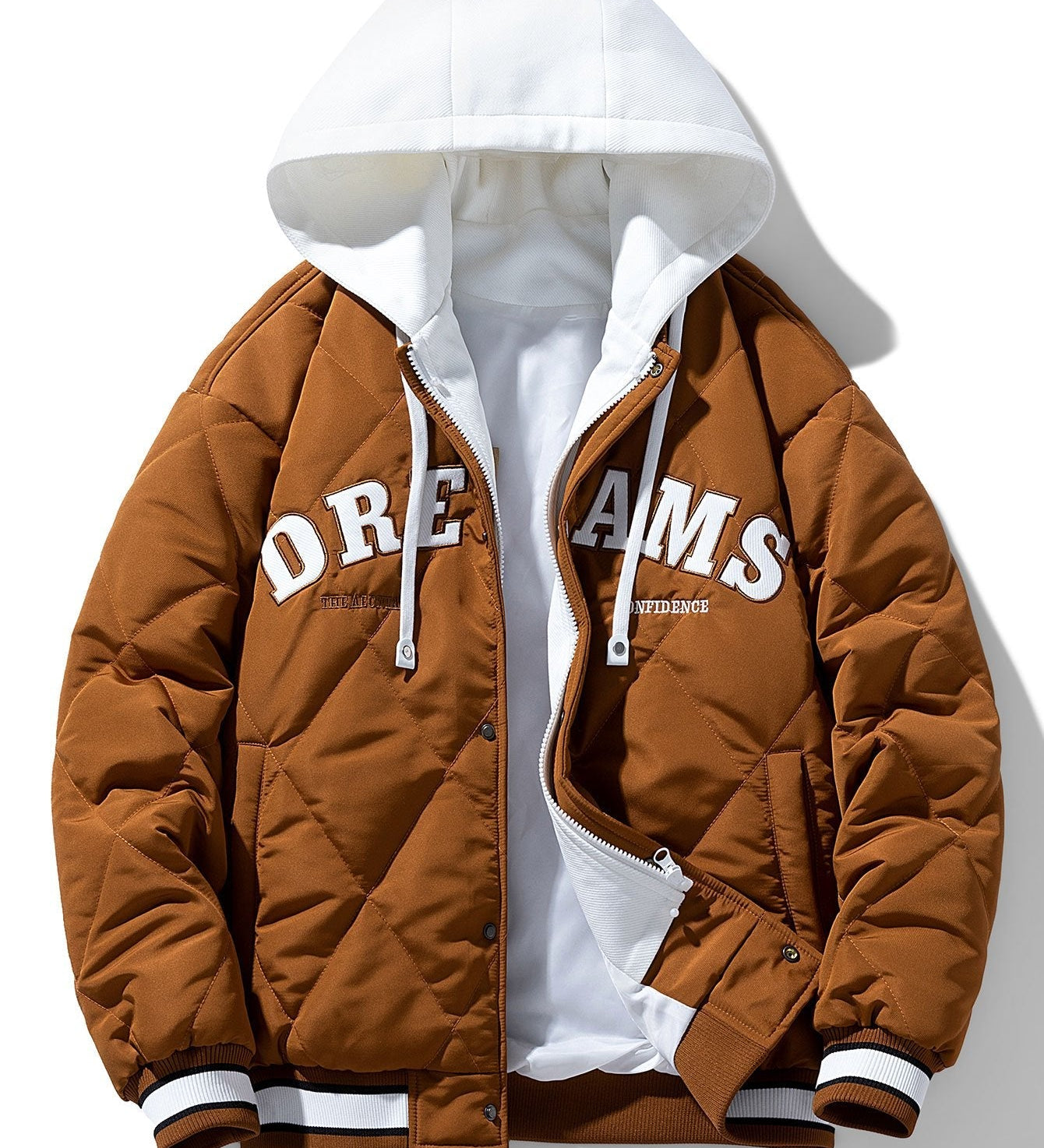 Dual-Function Quilted Hooded Baseball Jacket