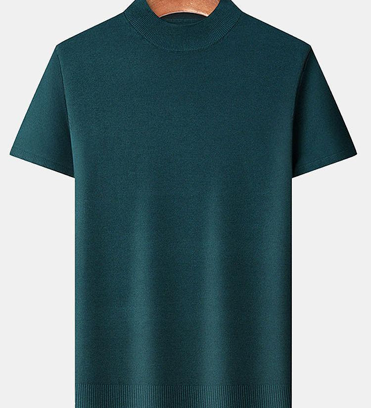 Short Sleeve Muscle-Fit Mock Neck Sweater