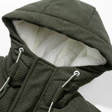 Teddy-Fleece Lined Corduroy Hooded Puffer Jacket