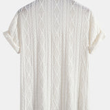Geometric Jacquard Cuban Shirt with Straight-Leg Linen Trousers
