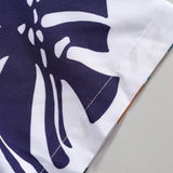 Vibrant Leaf Pattern Button-Up Shirt with Matching Swim Shorts
