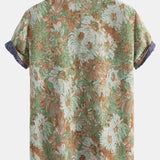Floral Jacquard Cuban Shirt with Artistic Print