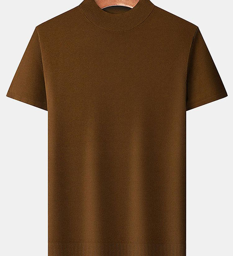 Short Sleeve Muscle-Fit Mock Neck Sweater