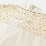 Textured Geometric Patchwork Cuban Shirt