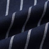 Striped Button-Up Shirt in Cotton Blend & Straight-Leg Linen Trousers