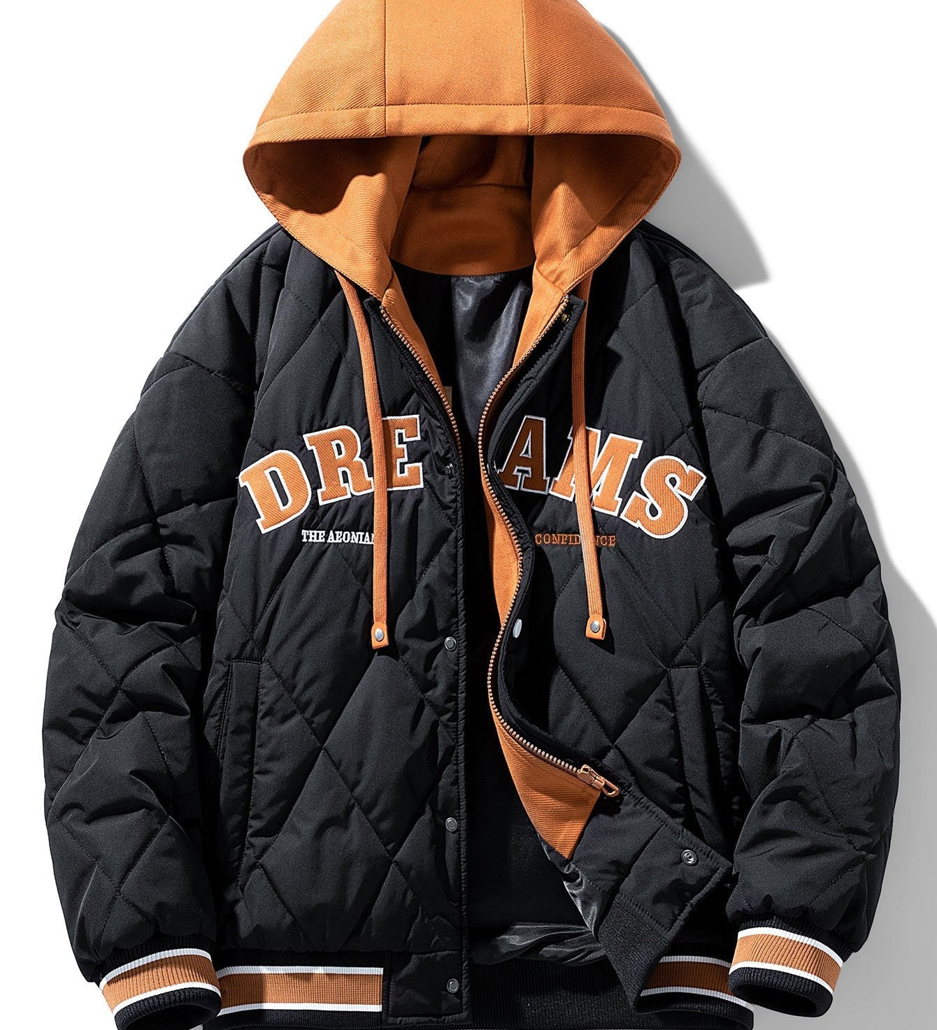 Dual-Function Quilted Hooded Baseball Jacket