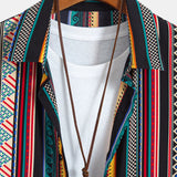 Geometric Print Button-Up Shirt and Swim Shorts Set
