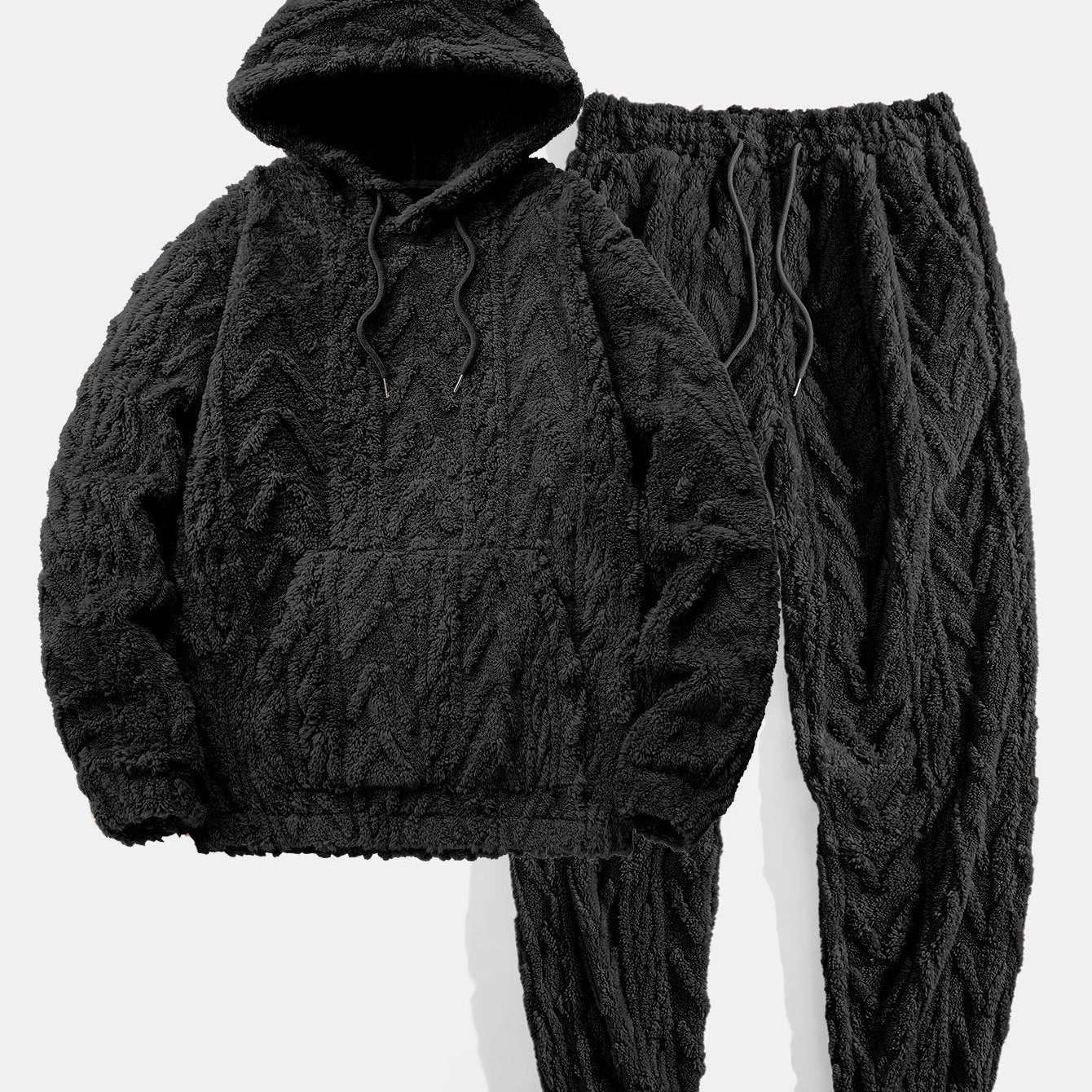 Geometric Jacquard Hoodie and Jogger Set