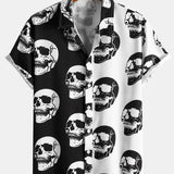 Dual Color Skull Graphic Shirt