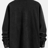 Long Sleeve Corduroy Cuban Collar Shirt with Drawstring Cargo Jogger Pants