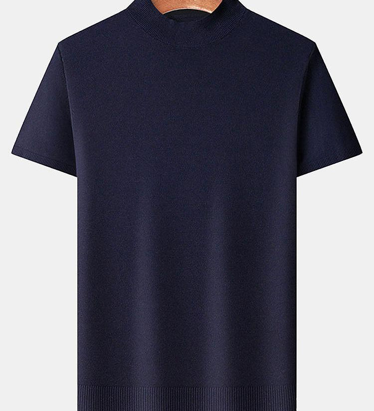 Short Sleeve Muscle-Fit Mock Neck Sweater