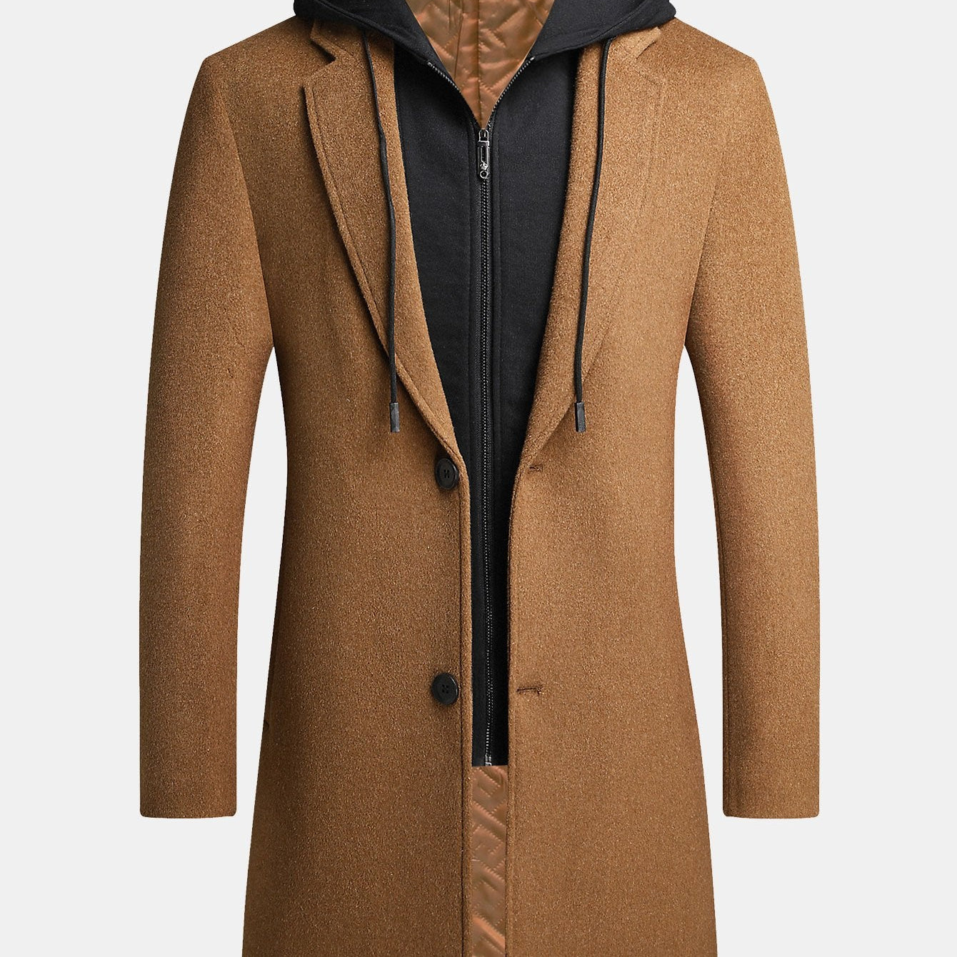 Removable Hooded Wool Overcoat