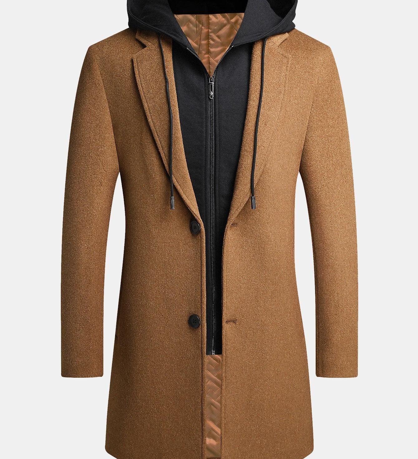 Removable Hooded Wool Overcoat
