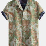 Floral Jacquard Cuban Shirt with Artistic Print