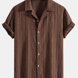 Geometric Jacquard Cuban Shirt with Linen Drawstring Shorts