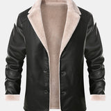 PU Leather Blazer with Faux Fur Lining