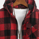 Teddy-Fleece Lined Plaid Flannel Hooded Shirt