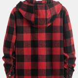 Teddy-Fleece Lined Plaid Flannel Hooded Shirt