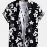 Tropical Floral Button-Up Shirt with Cropped Linen Cotton Blend Pants