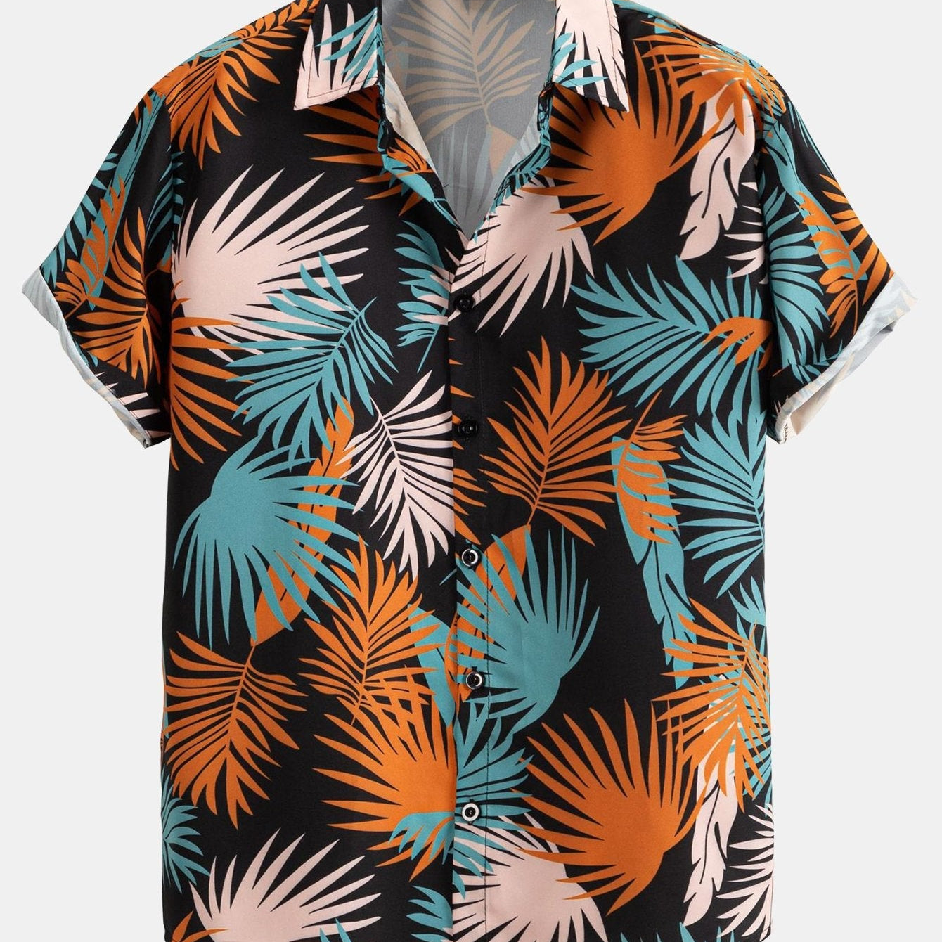 Button-Up Shirt with Leaf Print