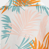 Leaf Print Button-Up Shirt & Mid-Length Drawstring Swim Shorts for Men