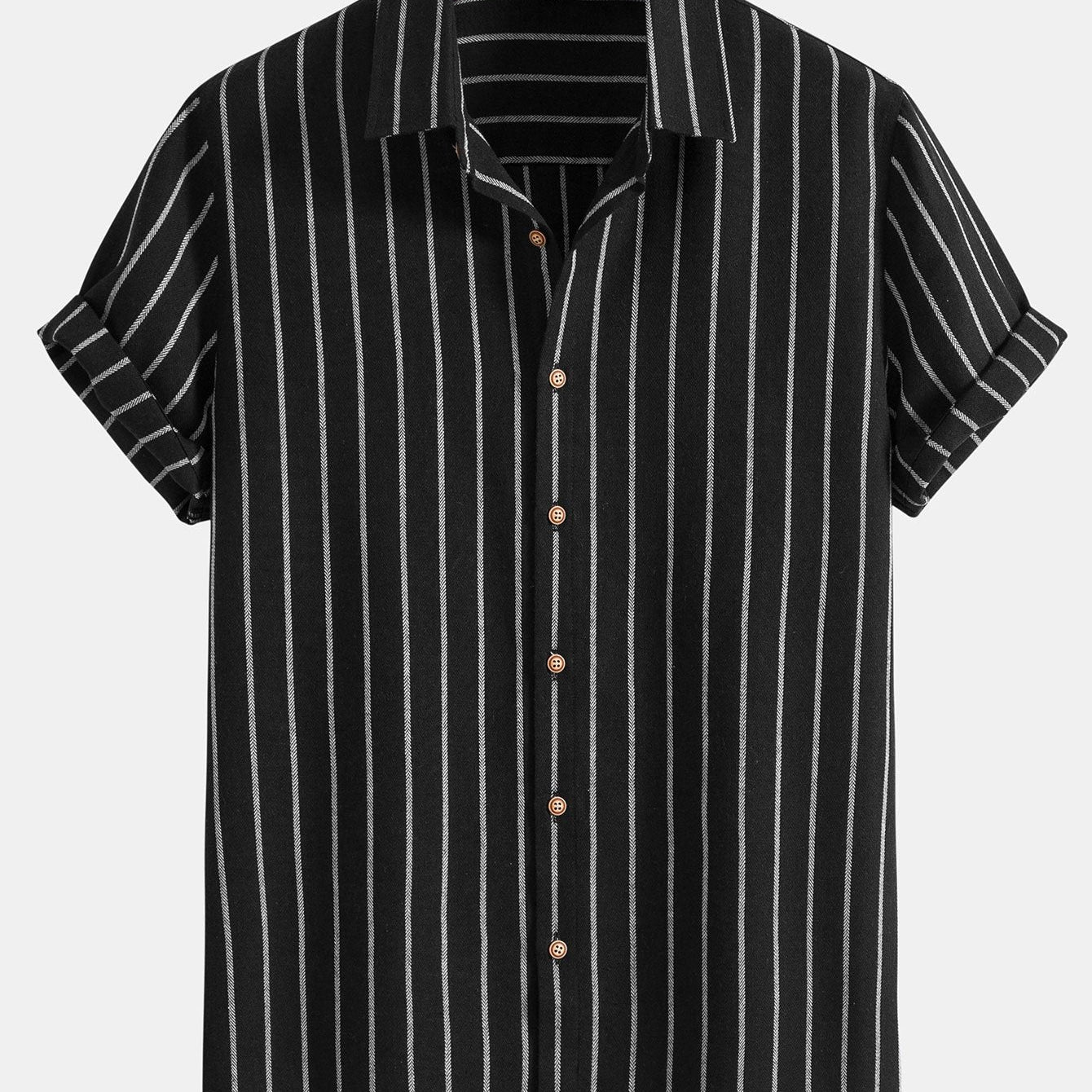 Striped Button-Up Shirt in Cotton Blend