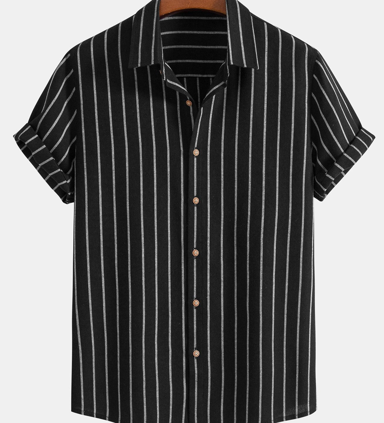 Striped Button-Up Shirt in Cotton Blend