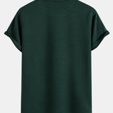 Striped Jacquard Short Sleeve T-Shirt with Arc Hem