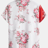 Dual Color Rose Pattern Button-Up Shirt