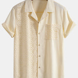 Textured Geometric Patchwork Cuban Shirt