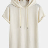 Knitted Waffle Hooded T-Shirt with Arc Hem & Drawstring Waffle Shorts