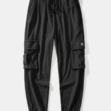 Long Sleeve Corduroy Cuban Collar Shirt with Drawstring Cargo Jogger Pants
