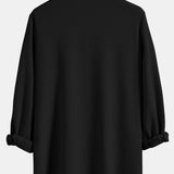 Ribbed Stand Collar Shirt with Long Sleeve and Muscle Fit