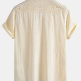 Textured Geometric Patchwork Cuban Shirt
