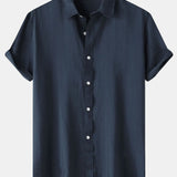 Textured Short Sleeve Button-Up Shirt