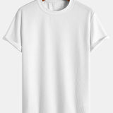 Ribbed Muscle Fit T-Shirt with Arc Hem & Straight Leg Ribbed Pants