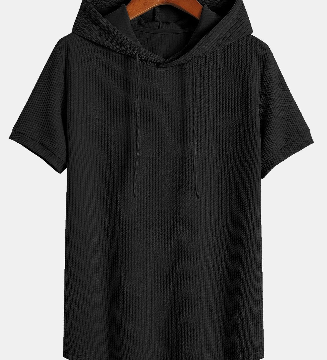 Ribbed Hooded T-Shirt for a Muscle Fit