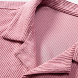 Corduroy Cuban Shirt and Shorts Set with Short Sleeves