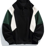 Color Block Relaxed Fit Polo Sweatshirt and Pintuck Jogger Pants