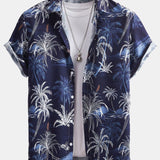 Button-Up Shirt with Palm Tree Print