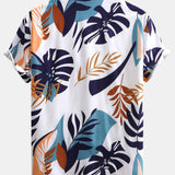 Vibrant Leaf Pattern Button-Up Shirt