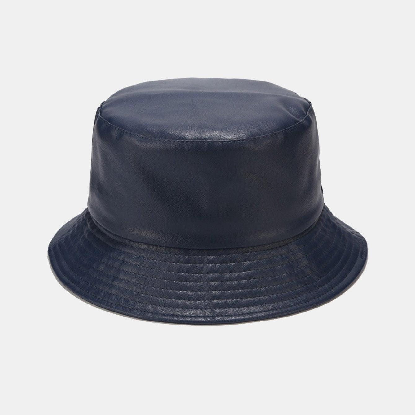 Solid PU Leather Bucket Hat