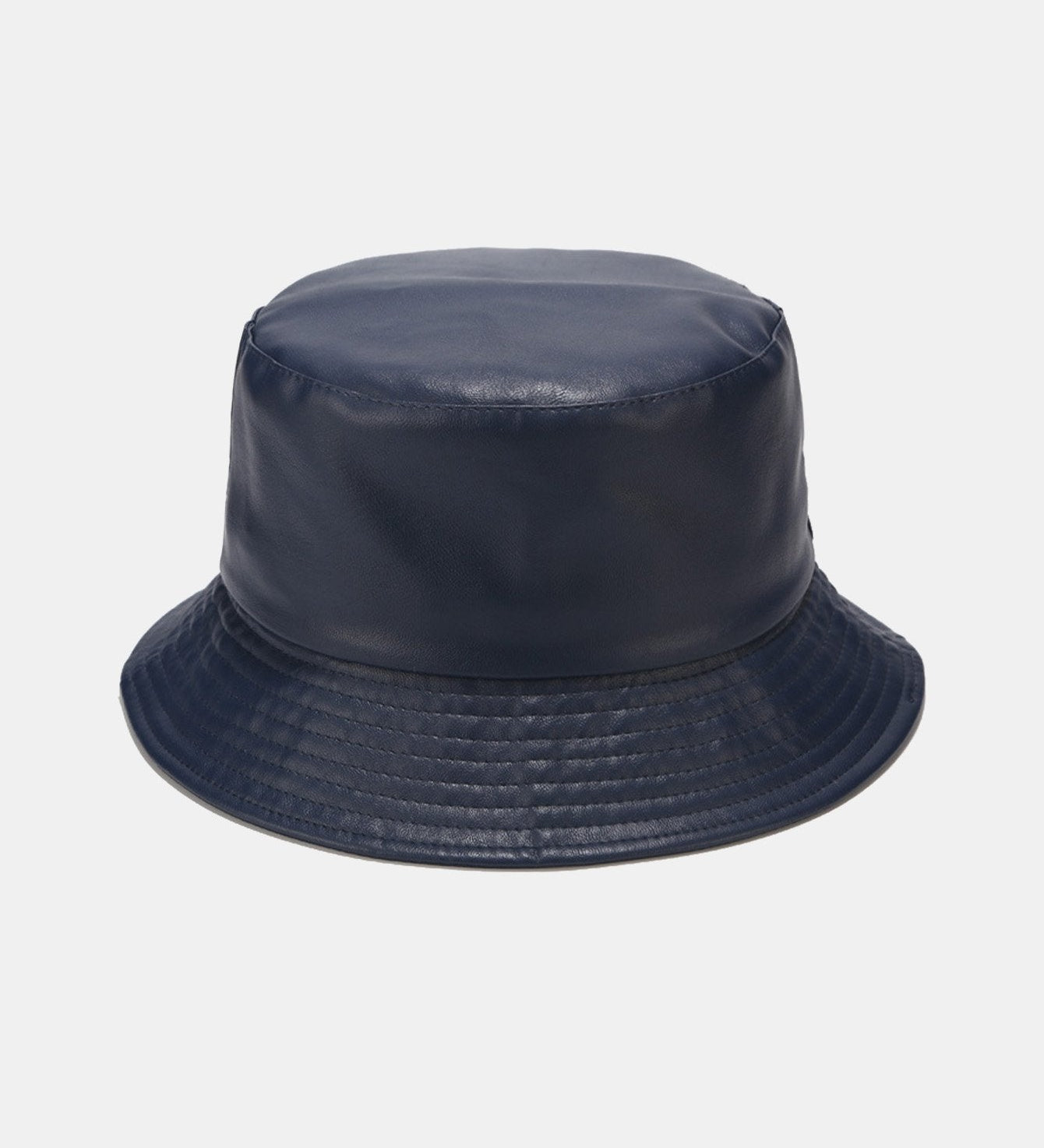 Solid PU Leather Bucket Hat