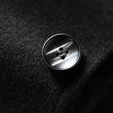 Quilted Wool Blend Lapel Overcoat with Lining