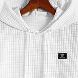 Waffle Knit Hooded T-Shirt with Arc Hem & Drawstring Corduroy Cargo Joggers